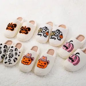 Slippers Woman Ladies Wholesalers Custom Home Halloween Slippers Design Plush Winter Fuzzy House Furry Slippers For Women