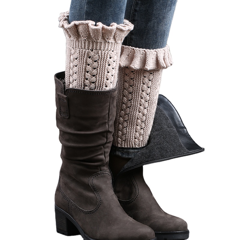 Women Winter Crochet Knitted Boot Cuffs Toppers Short Leg Warmer