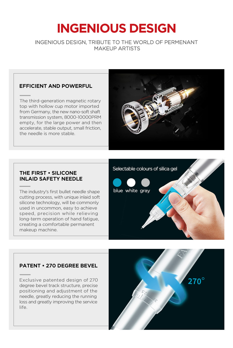 FAMISOO Permanent Makeup Machine Micoblading Handpiece Pen for Eyebrows Tattoo