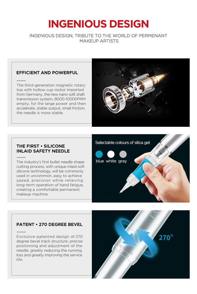 Sperren dauerhafte Make-upmaschine Micoblading Handpiece FAMISOO für Augenbrauen-Tätowierung ein