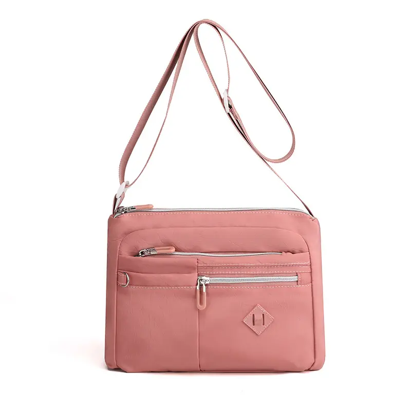 Women Casual Shoulder Handbag Purse mobile phone bag Solid Color Wide Strap Messenger Bag Lightweight Nylon Crossbody Bag