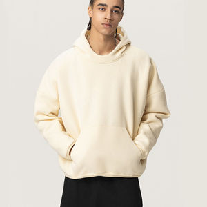 Digital Oem Custom Boxy Fit Streetwear 400 Gsm FG Color Blank Plain Thickening Winter Heavyweight Cropped Men's <b>Hoodie</b> for Men - Product Image 3
