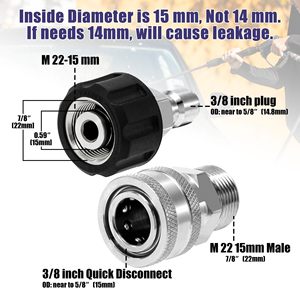 หัวต่อแบบเสียบเร็ว 3/8 นิ้ว สำหรับเครื่องฉีดน้ำแรงดันสูง อุปกรณ์เชื่อมต่อท่อ ปืนฉีดน้ำ สำหรับทำความสะอาดรถยนต์ ขายส่ง - Product Image 3