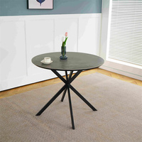 Ensemble de table à manger moderne avec plateau en pierre frittée et pieds en métal, 4 chaises, meubles de salle à manger