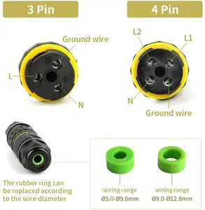 Caja de empalme impermeable IP68 para exteriores, acoplador de manga externa M20, Conector de Cable a prueba de agua, rango de Cable de range5-12mm (CA de 400V, 24a)