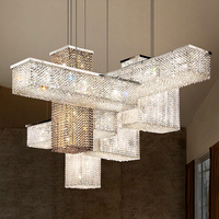 Lustre en cristal moderne en trois dimensions haut de gamme Bar éclairage décoration lustre rectangulaire Villa hôtel Restaurant LED