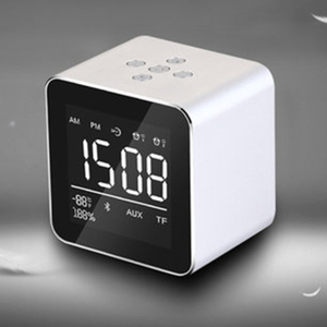 Altavoces cúbicos V9, reloj despertador dual, altavoz BT TF aux, altavoces mini con caja de metal, altavoz con pantalla de temperatura y tiempo - Product Image 4