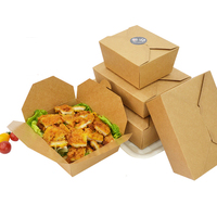 Boîte à lunch jetable en papier kraft, boîte à lunch en papier personnalisée avec logo imprimé, boîte à lunch jetable pour la restauration rapide, boîtes en kraft avec revêtement UV
