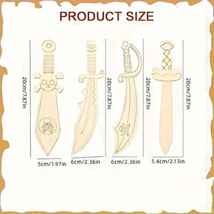 Épée en bois à assembler, modèle couteau pirate, pour loisirs créatifs d'enfants, fournitures de fête, épée à graffiter DIY - Product Image 2
