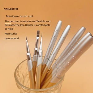 High Quality Nylon Nail Hair <b>Brush</b> Set with Metal Pen Holder Custom Logo Support for Nail Salon - Product Image 4