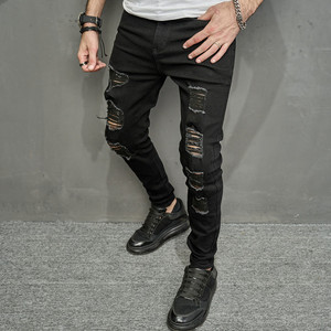 Streetstyle Jeans en détresse à la mode High street Leggings ajustés décontractés pour hommes - Product Image 4