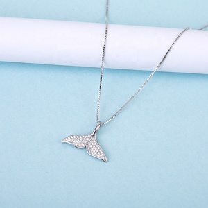 18 Desain Kalung Liontin Ekor Ikan Zirkon Trendi Perhiasan untuk Wanita 925 Perak Murni Kristal Ekor Paus Kalung Liontin - Product Image 3