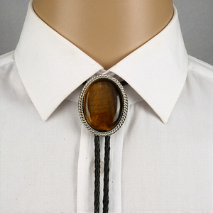 <span class=keywords><strong>Collana</strong></span> Bolo Tie Vintage Americana in Vera Pelle con <span class=keywords><strong>Perle</strong></span> e Catena in Lega d'Argento per Uomo e Donna - Product Image 2