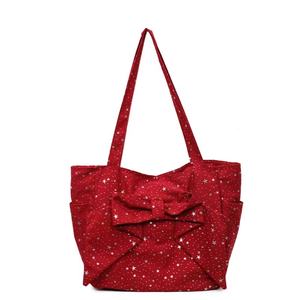 Large Capacity <b>Sparkling</b> Shoulder <b>Bag</b> with Oversized Bow Top Handle for Women - Product Image 6