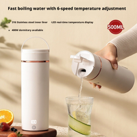 Bouilloire Électrique Portable 400W 500ml en Acier Inoxydable 316SS, Contrôle de Température 6 Vitesses, Isolation 12H, Anti-Fuite, Arrêt Automatique – Idéale Maison, Voyage, Bureau