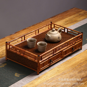 Bamboo Japanese Style Mini <b>Tea</b> Tray Portable Kung Fu <b>Tea</b> <b>Set</b> Storage Tray Travel Use - Product Image 2