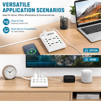 Stop Kontak Universal Multifungsi 4U+1PD(2A) Kabel Ekstensi 4 Outlet 2M Kabel Dapat Disesuaikan Hub Daya Bengkel