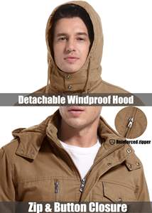 Chaqueta de Invierno Personalizada, Gruesa, Informal, de Trabajo, de Forro Polar, Cortavientos, de Algodón, Estilo Piloto, Chaqueta Cargo, Parka para Hombre - Product Image 5