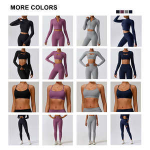 Conjunto Deportivo Sostenible de 3 Piezas para Mujer Ropa de Gimnasio Atuendo Atlético de Manga Larga y Pantalones de Yoga para Fitness - Product Image 5