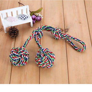 Giocattoli per animali domestici corda naturale giocattoli per cani 2 palline con corda - Product Image 4