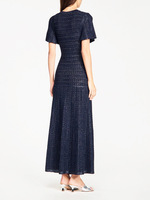 Robe longue élégante en tricot tweed pour femme, robe de soirée à manches courtes, col à découpe, boutonnée, coupe trapèze
