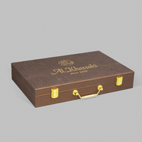 Boîte cadeau en bois MDF en cuir PU de luxe, logo personnalisé avec poignée et serrure pour cosmétiques, bijoux, chocolats, noix