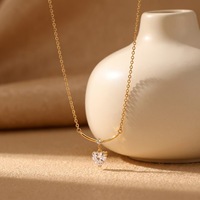 Collier chaîne à maillons en verre transparent plaqué or, style classique, avec pendentif cœur mignon et perle, pour femme - Vente chaude