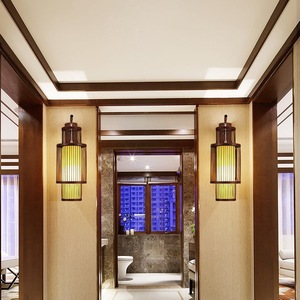 Chinese Style Bamboo Wall <b>Lamp</b> LED E27 180x240mm Rustic Decorative Light For Restaurant Hotel Corridor <b>Study</b> - Product Image 2