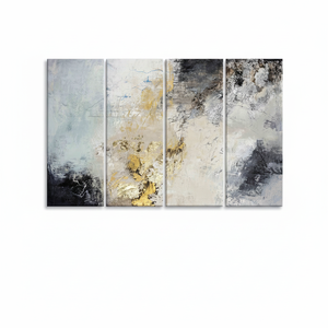 Gray and Gold Abstract <b>Plaster</b> Art: Modern Printed Canvas Wall Decor,<b>SET</b> OF 4 CANVAS - Product Image 2