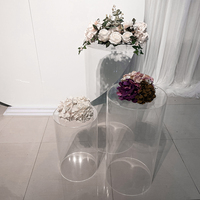Lots de 3 Présentoirs Cylindriques Transparents en Acrylique, Socles Ronds pour Table de Desserts, Décoration de Mariage, Fête et Baby Shower