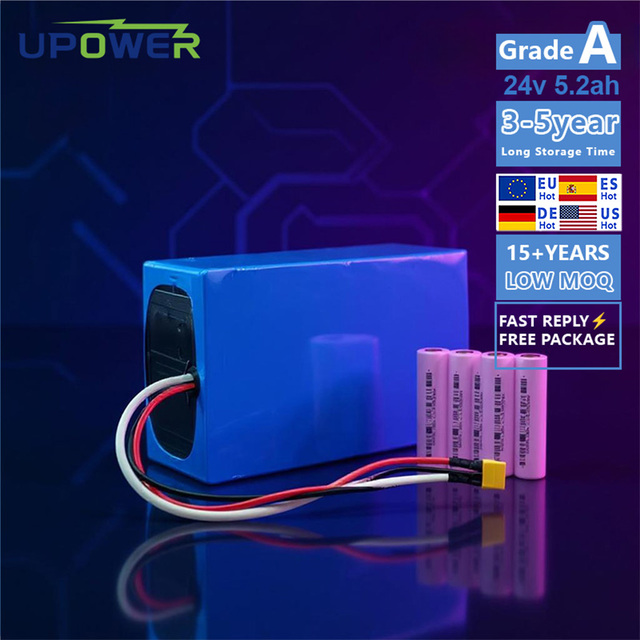ULi Li-ion 18650 Cylindrical Battery Pack 24V 25.2V 5.2Ah 7S2P Lithium-ion Rechargeable Battery Power for E-Bike, Scooter, Robot
