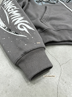 Rompi Hoodie Unisex Berkualitas Tinggi Bahan Tebal Bernapas dengan Cetakan Grafiti Acid Wash, Tali Serut, Gaya Streetwear Musim Gugur
