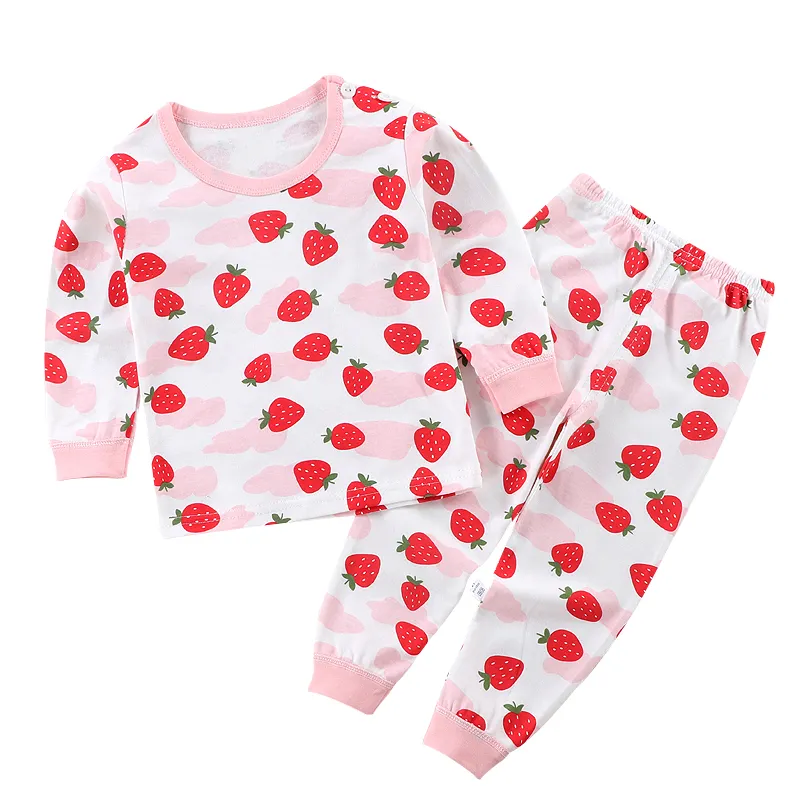 Pure cotton kids pajamas sets casual pattern long sleeves sleepwear kids clothing wholesale