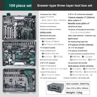 Nouvelle perceuse électrique 8V, ensemble d'outils électriques, perceuse à batterie au lithium, boîte à outils de type tiroir à trois niveaux, garantie 1 an