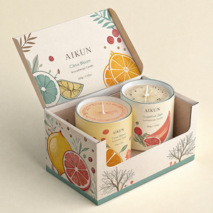 AIKUN Vente en gros de bougies parfumées en cire de soja de qualité supérieure personnalisées dans un coffret de luxe pour un anniversaire, la Saint-Valentin, Diwali - Product Image 1