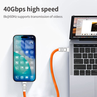 Kabel Data USB4 C-to-C Anti Kusut 240W 2M Thunderbolt 4 40Gbps Kabel Pengisian Daya Silikon Cepat untuk iPhone 17 16 15