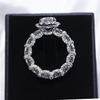 Bague Moissanite Entièrement Sertie de Diamants VVS en Argent Sterling S925, Luxe, Testeur de Diamant Inclus, Bagues de Mode Personnalisées