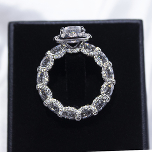 पूरी तरह से आइस्सानाइट डायमंड s925 स्टर्लिंग सिल्वर मोइससानाइट रिंग लक्जरी पास डायमंड टेस्टर कस्टम फैशन रिंग - Product Image 4