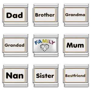Hapiship Original Daisy Dream <span class=keywords><strong>Dad</strong></span> Mum Sister Family Charm Enlaces italianos Fit 9mm Pulsera Fabricación de joyas de acero inoxidable DJ310 - Product Image 2