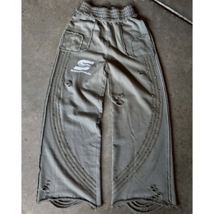 Custom Vintage Street Loose Ripped Sweatpants Studded Wide Leg Casual Unisex <b>Trousers</b> Fashion Hip Hop <b>Joggers</b> - Product Image 5
