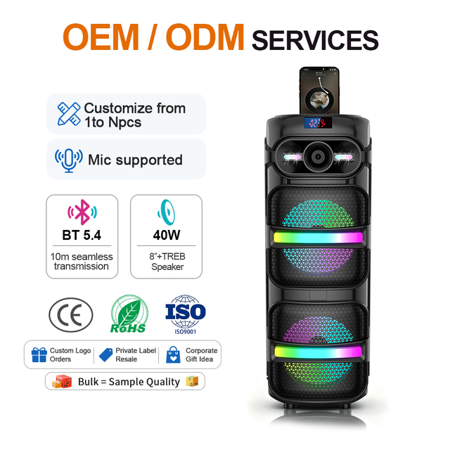 ZQS Factory Price Wholesale OEM Outdoor Party Speaker BT Wireless Double 8inch USB&TF&AUX Remote [Premium]