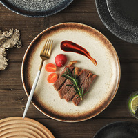 Assiettes de restaurant en céramique et porcelaine de style japonais 8/10 pouces, durables, pour steak, dîner, petit-déjeuner, salade, usage domestique, style Japandi