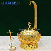 XINGPAI Party Servant Équipement De Restauration Couvercle Suspendu Buffet Réchauffeur De Nourriture Or Inoxydable Hôtel Carburant Réchaud Plat pour Affichage De La Nourriture