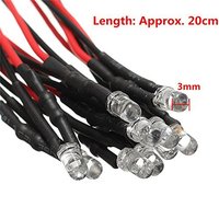 Diodes électroluminescentes LED pré-câblées 3 mm 5 mm 5V-12V avec fil de 20 cm rouge/bleu/blanc/vert/jaune/coloré pour voiture jouet lumière indicatrice