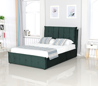 Lit rembourré incurvé de style vintage moderne italien avec cadre en bois pour chambre à coucher