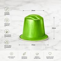 Capsules de thé matcha compatibles Nespresso, normes américaines et européennes, logo personnalisé, fabricant d'emballages de marque privée