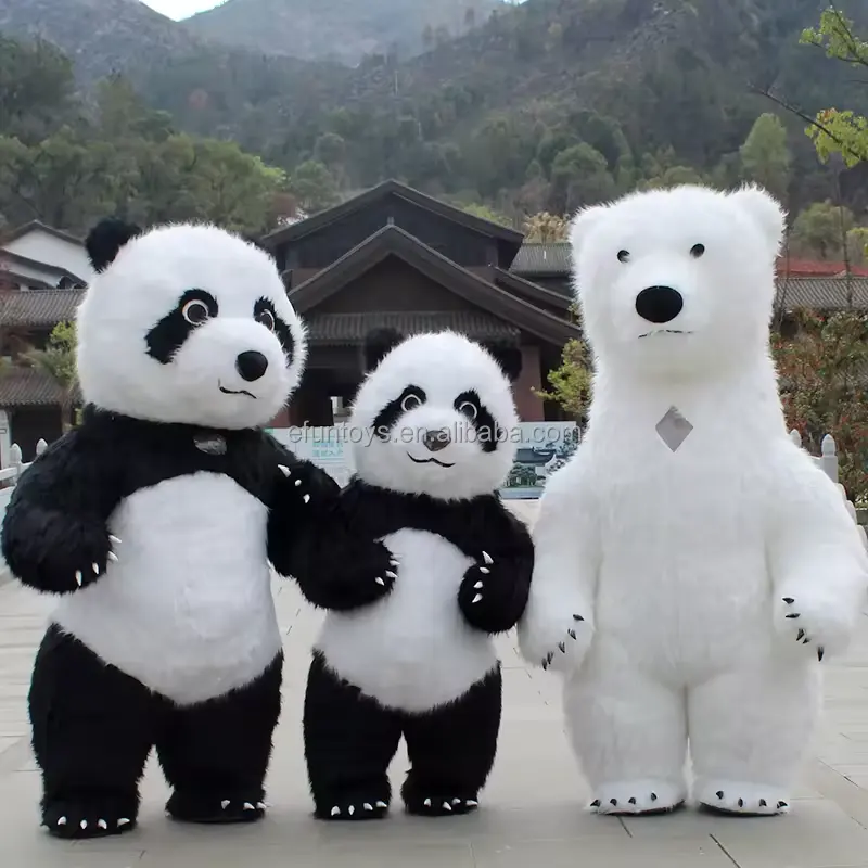 efun moq 1 stück riesige aufblasbare panda maskottchen kostüm cosplay karneval erwachsene kleid kind geburtstag werbung tanzen hochzeit