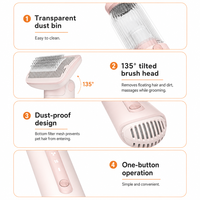 Sèche-cheveux pour animaux de compagnie 3-en-1 rechargeable par USB, à double usage sec/humide, avec brosse angulaire à 135 degrés et forte aspiration pour le toilettage