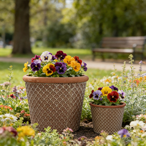 Grands pots à fleurs en céramique durables avec un design classique moderne, finition émaillée pour une utilisation en intérieur et en extérieur et pour les plantes d'intérieur - Product Image 2