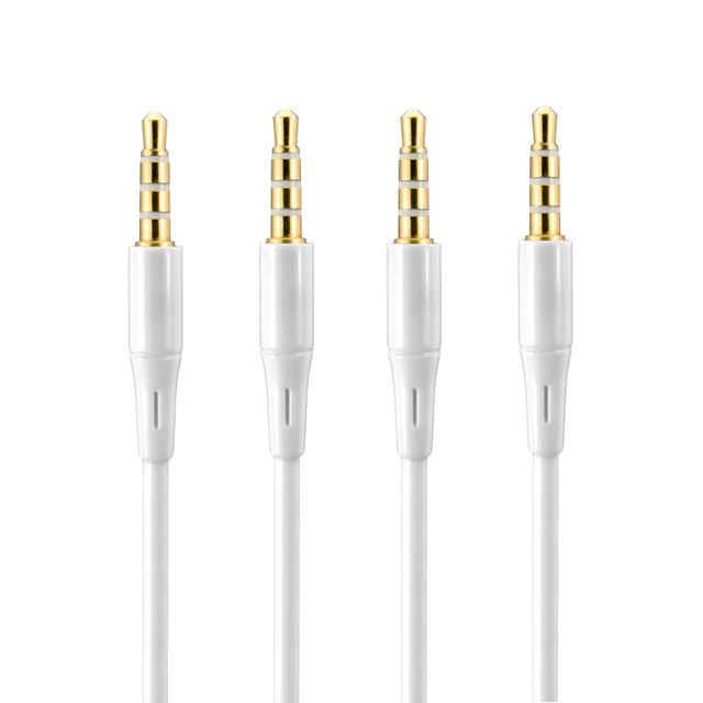 Gold Plated 4 Pole 3.5mm Aux Audio Cable Car Stereo Aux Cord Male to Male Wire for Headphone Speaker Mobile Phone Laptop